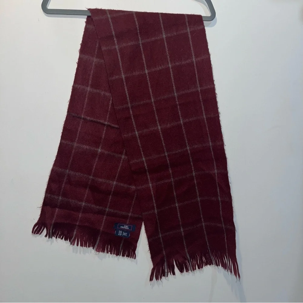 Carl Michaels Deep Red Checkered Men's Scarf